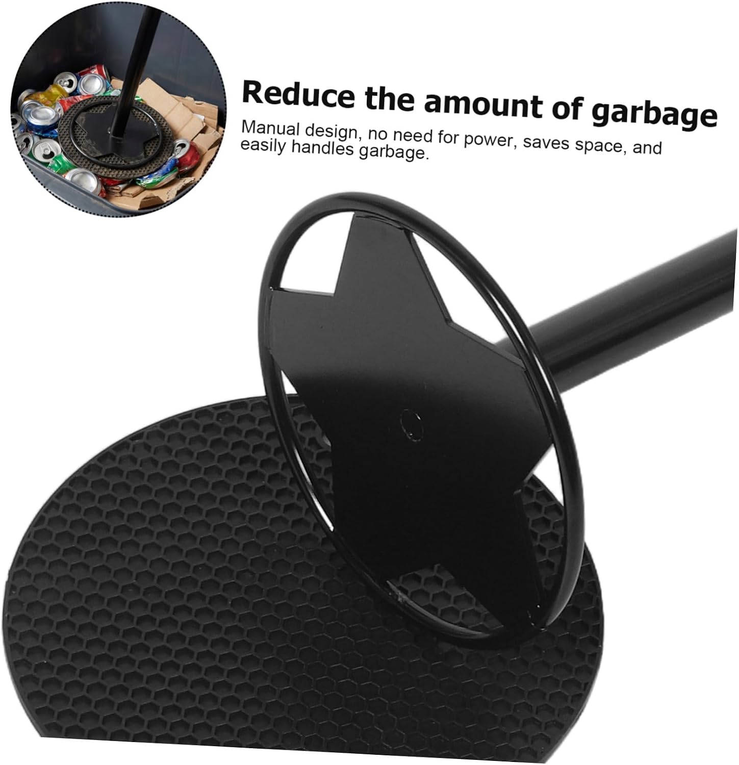 Levemolo Manual Trash Compactor Tool Carbon Steel Garbage Can Crusher with Ergonomic Handle, Reduces Waste Volume Efficiently, No-electric Garbage Smasher for Kitchen and Outdoor Bin