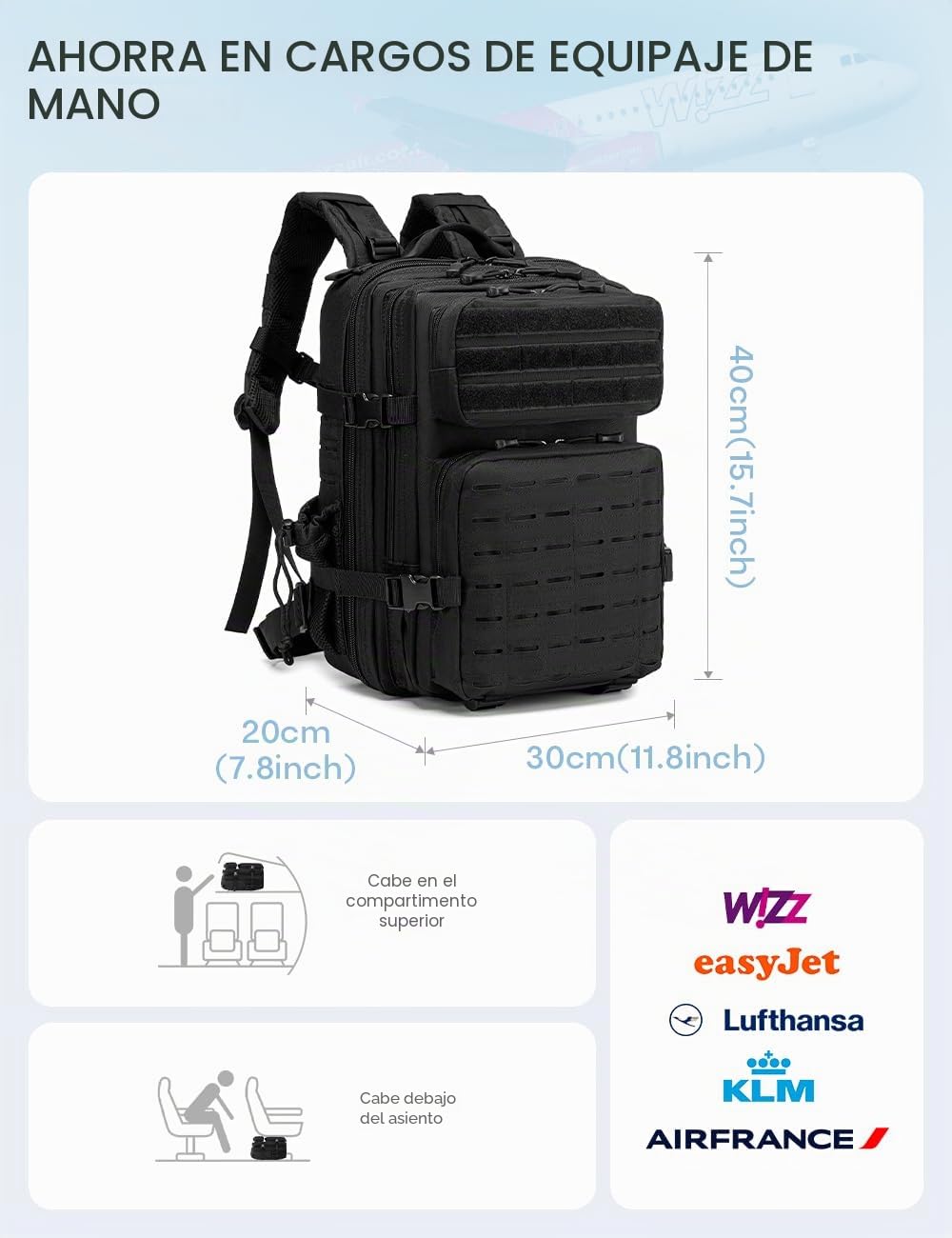 BAGZY Mochila Táctica 25L Impermeable Mochilas Militares de Asalto del Ejército Bolsa Bug Out de 3 Días Mochila Crossfit Hombre para Acampar Senderismo Supervivencia Mochilas de Viaje Cabina 40x20x30