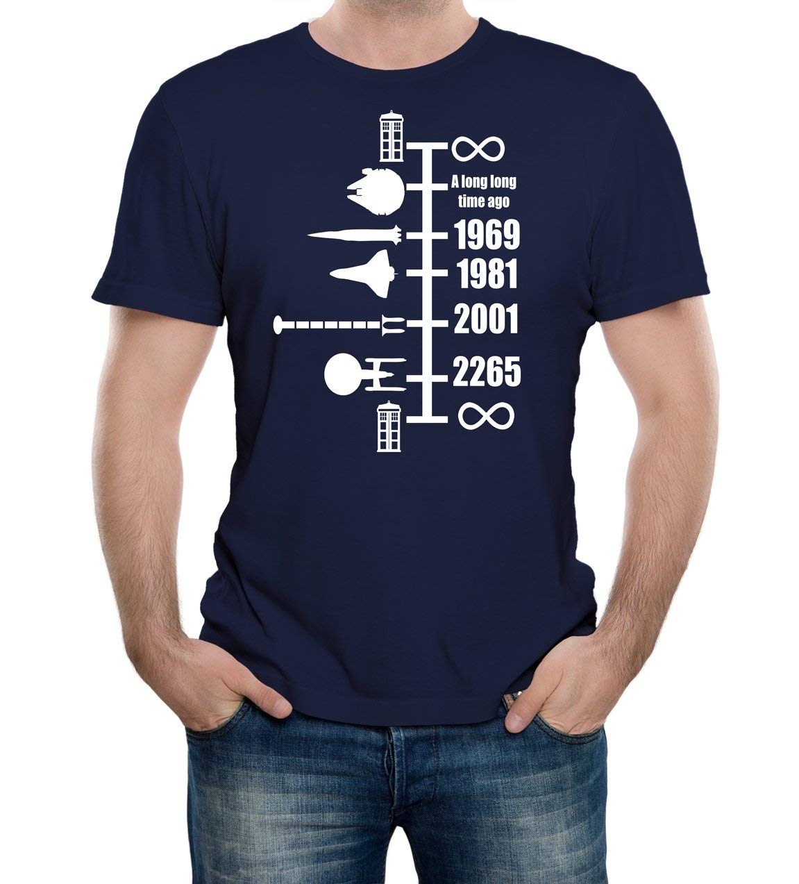 Reality Glitch Men's Spaceship Timeline Movie, Space, Sci Fi and Science Inspired Funny Graphic T-Shirt (XXL, Navy)