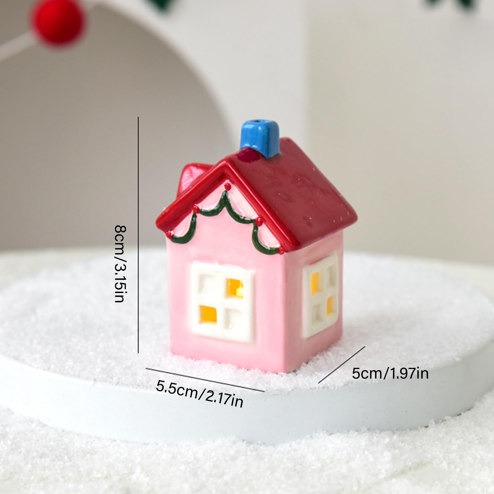 Casa de Navidad de cerámica alimentada por pilas, exhibición en miniatura de pueblo de invierno para decoración de vacaciones, regalo festivo seguro, casa de invierno de cerámica que funciona con