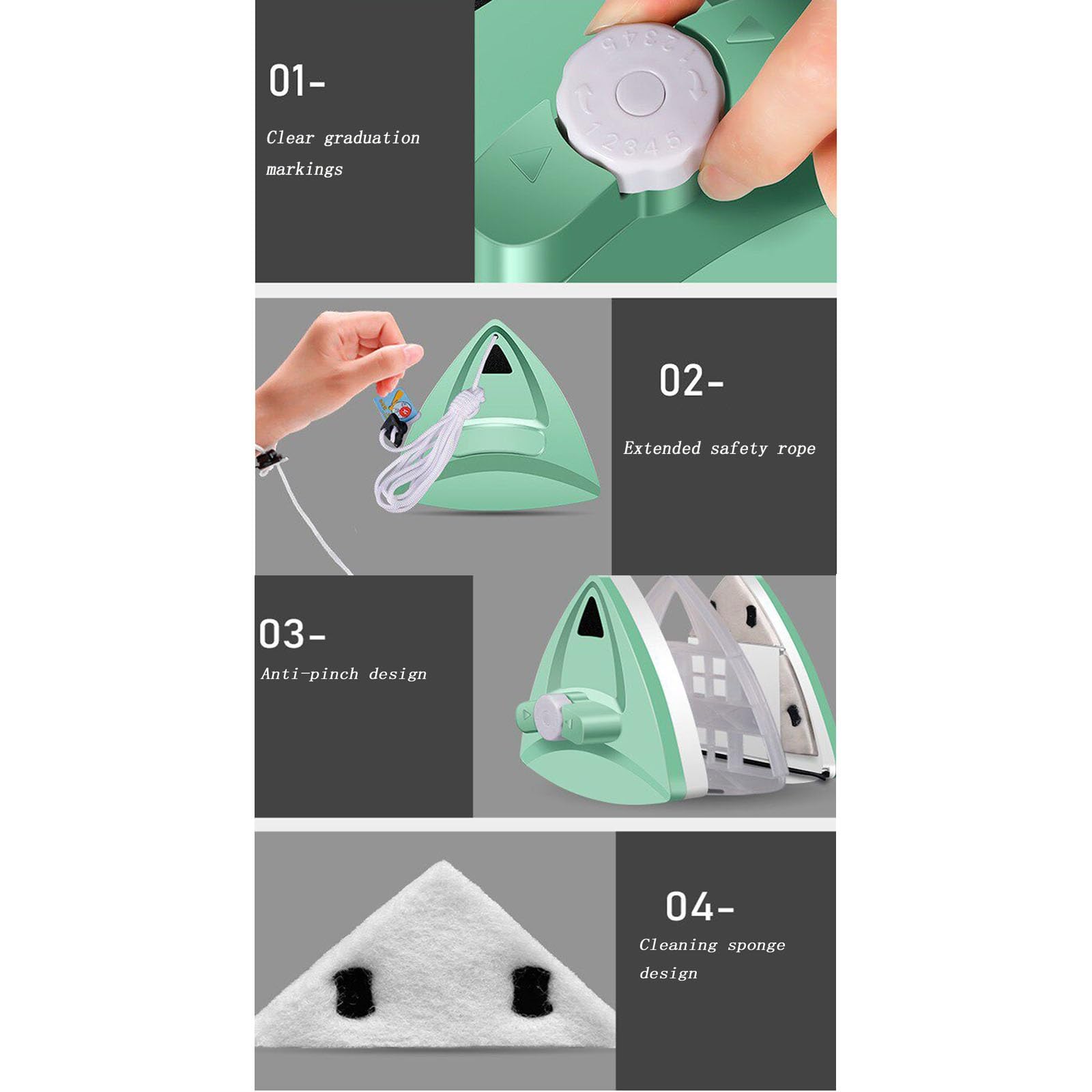 Limpiacristales magnético de Doble Cara Adecuado for Ventanas con un Espesor de 5 a 25 mm; Imán Ajustable