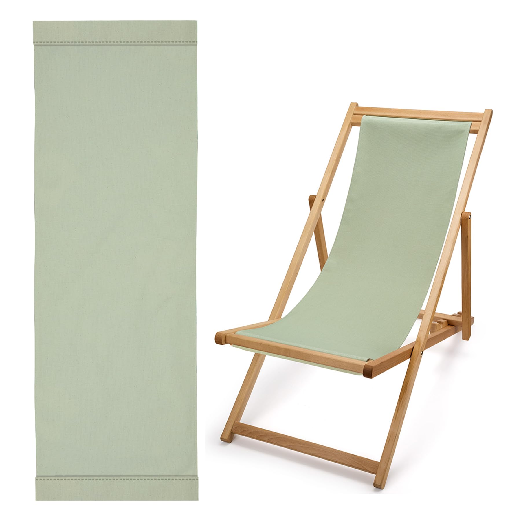 Liegestuhltuch, 125 x 43 cm, Ersatzstoff für Liegestuhl, Baumwolle, dick, Premium, Farbe Lindgrün