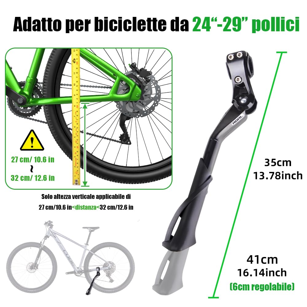 RBRL Cavalletto Bici 24-29 Pollici, Antiscivolo Stabile, Cavalletto per Bici Regolabile in Altezza, Cavalletto Bicicletta in Lega di Alluminio Mountain Bike/Bici da Strada/Bici Elettrica