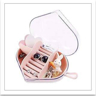Unaone Jewelry Organizer, Heart Jewelry box for girl, Travel Jewelry Organizer Box, Small Jewelry Storage Box Earring Holder for Women, portable heart Jewelry organizer