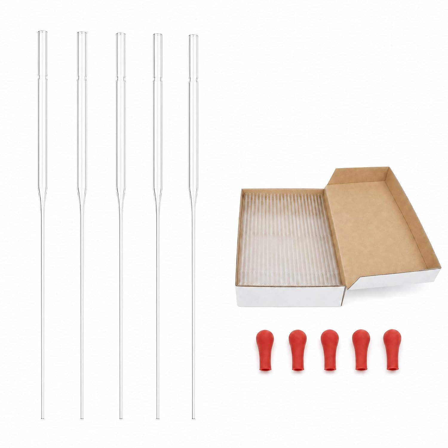5-3/4 Inch Pasteur Glass Pipettes, 250 PCS Borosilicate Glass Droppers | Reusable, Lead-Free, High Transparency, Ideal for Labs, Chemistry & Essential Oils