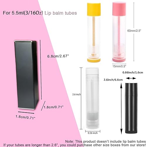 Miniatura 3 de ANZKA Paquete de 50 cajas de bálsamo labial, caja de envoltura de 2.7 x 0.7 x 0.7 in para tubos de contenedores de bálsamo labial de 0.15 onzas,