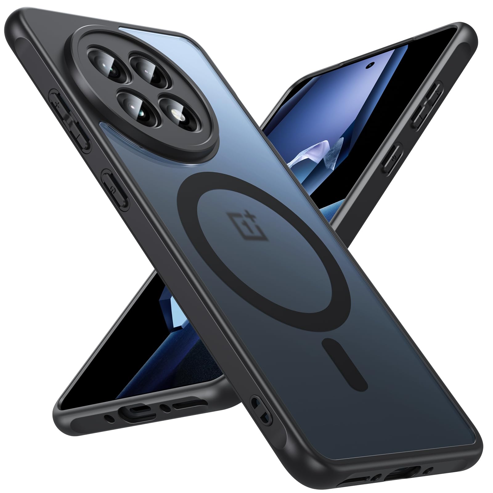 Magnetic for Oneplus 13R Case [Compatible with MagSafe] Translucent Matte Shockproof Slim Fit Military Grade Drop Proof Protection Anti-Fingerprint Cover Phone Case for Oneplus 13R 5G 2025(Black)