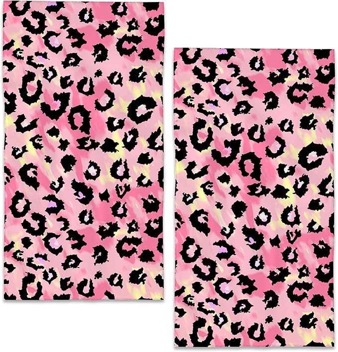 Vexthorion Leopard Print Beach Towel Eet 160x80cm-Includes Quick Dry Beach No Sand Microfibre Towels with Swimming Bag,Neck Scarf,Lightweight Sports Travel Towel for Woman,Camping Pool (Pink)