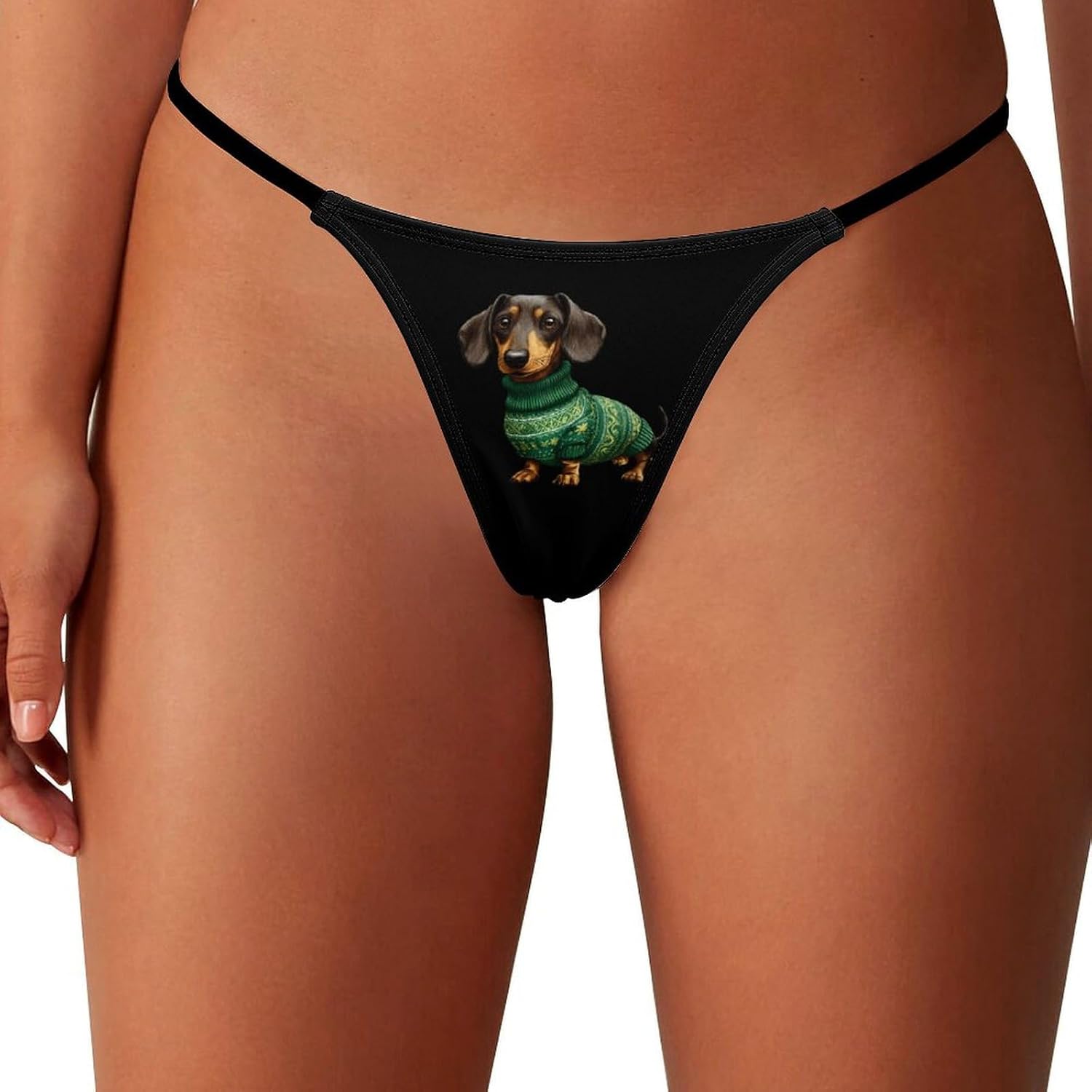 Wiener-Dog Dachshund Thongs for Women Underwear G-String Panties | Breathable,Low Rise Panties,T-back,Sexy,Briefs,No Show Thongs