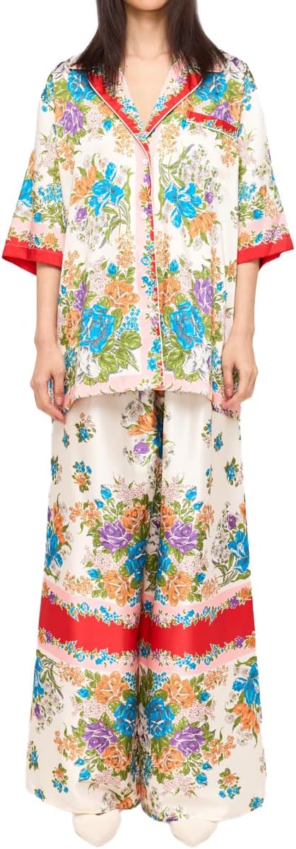 Ronny Kobo Women's Floral Wide Leg Drawcord Boyer Pant
