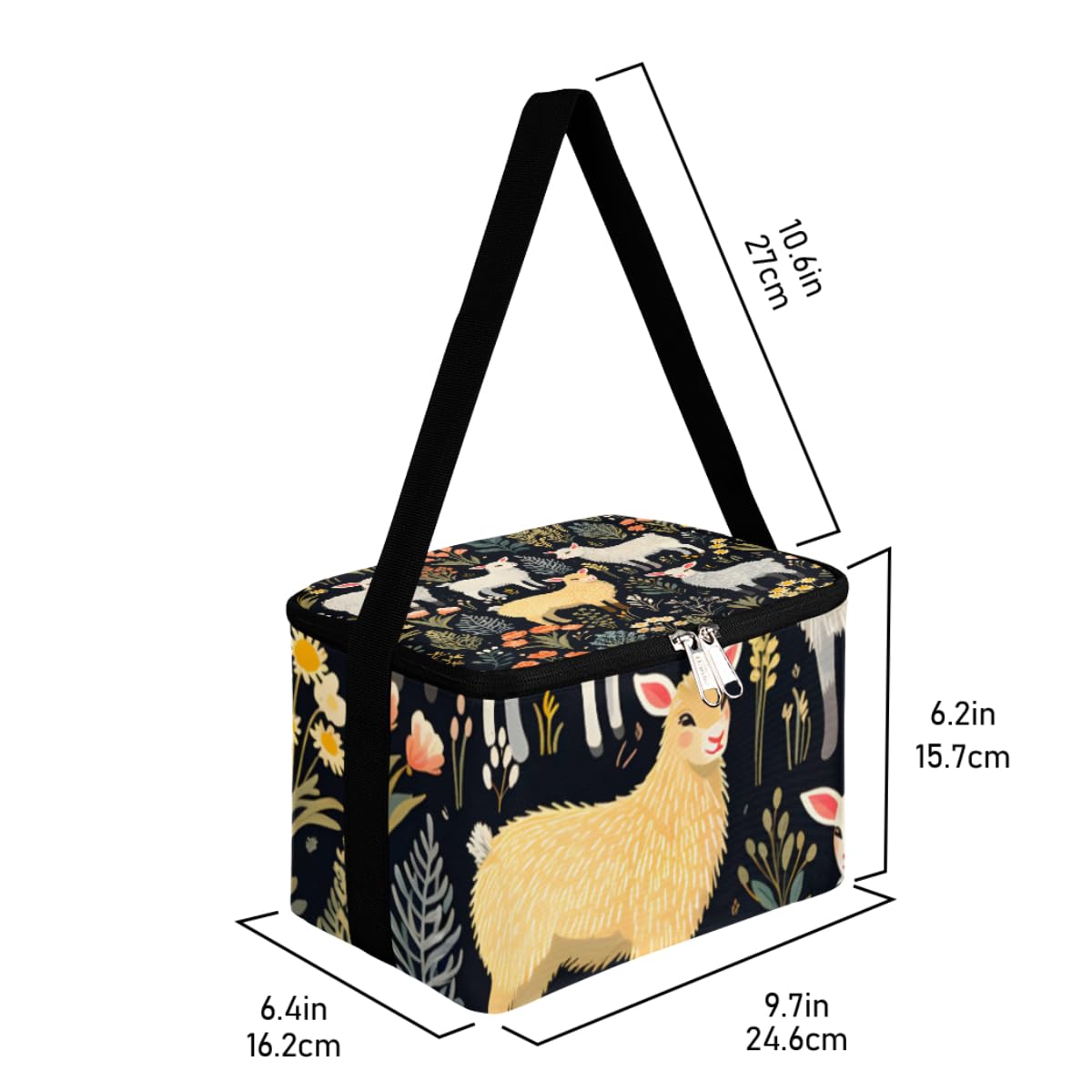 GzLeyigou Lunch Bags for Women Men 9 Cans,Llama Animal Hot & Cold Food Delivery Bag Insulated Grocery Bag Insulated Lunch Box Sheep Cooler Bag for Office Work Picnic Beach