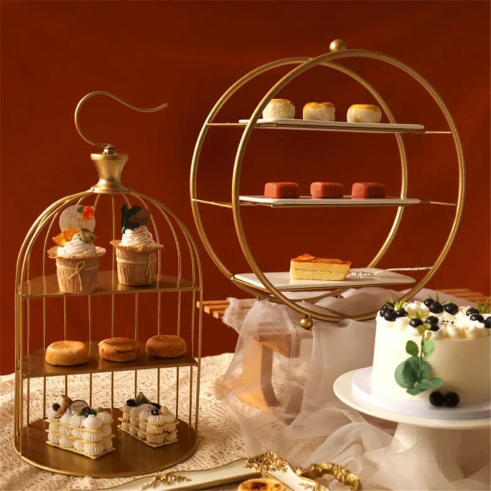 Présentoir à cupcakes Présentoir à gâteaux, présentoir desserts de mariage doré, plateau goûter en métal, multifonctionnel Mariage