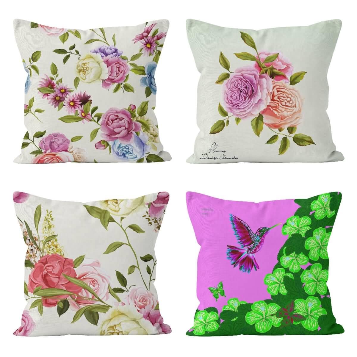 Taie d'oreiller personnalisé lin motif fleur haut de gamme CEVAN 50x50cm