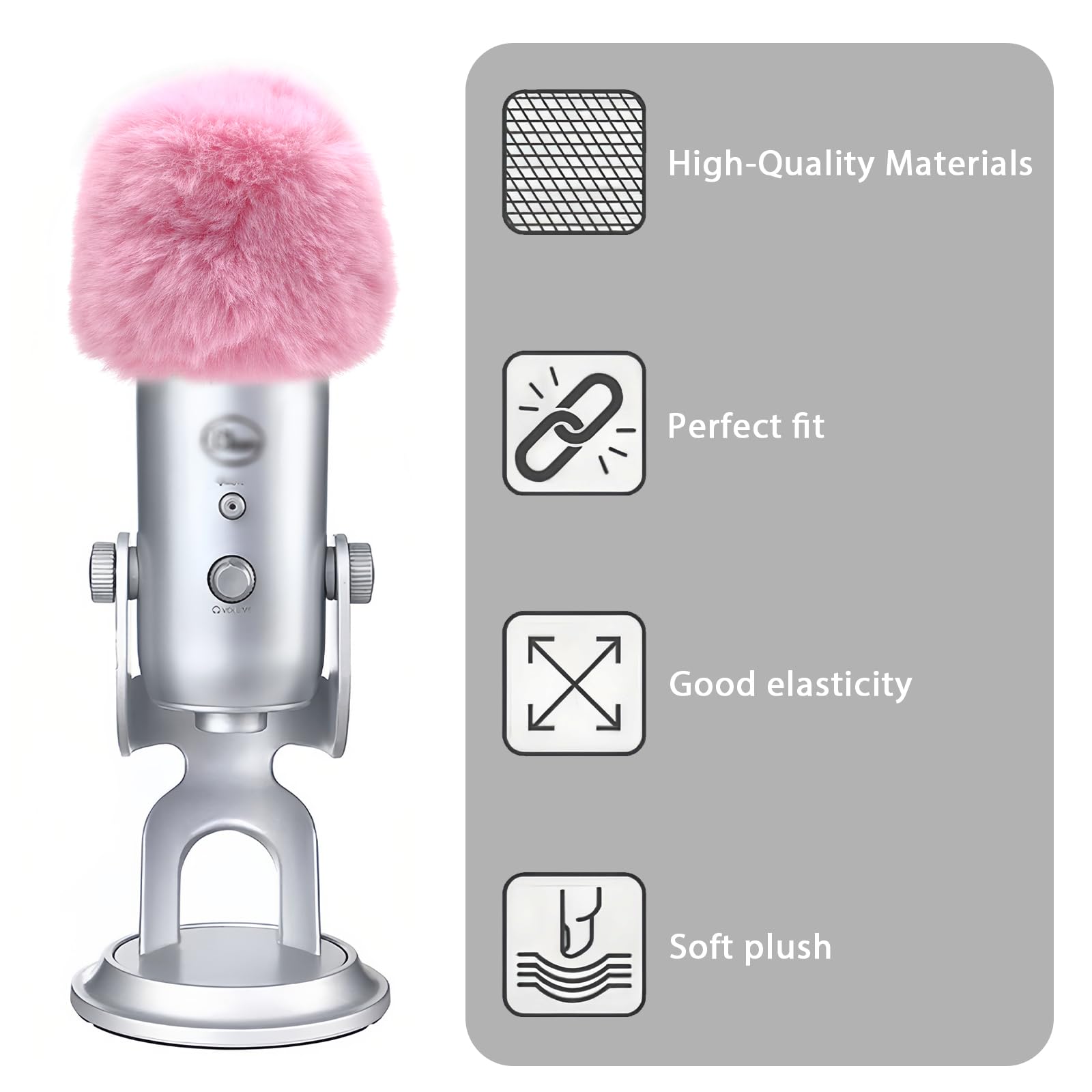 Musiin Microphone Windshield, Fur Cover, Anti-Foam Cover, Compatible with Blue Yeti Microphone (Pink) - Image 2