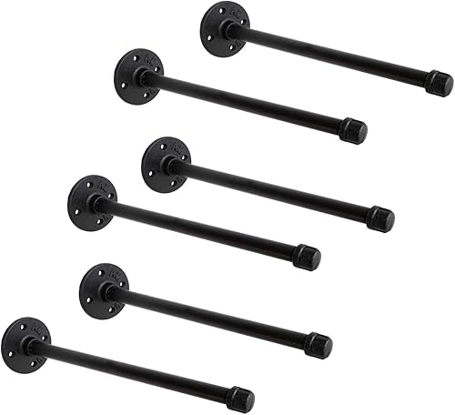Miniatura 10 de Soportes industriales de tubo de hierro negro de 1/2 pulgada, soporte rústico para colgar en la pared, soportes de tubo personalizados para estantes
