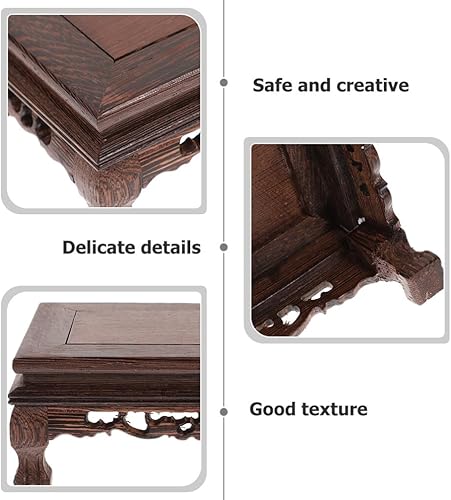 Miniatura 5 de Zerodeko Pedestal de exhibición de madera, soporte de exhibición cuadrado de talla de madera de palisandro de madera tallada base elevadora de