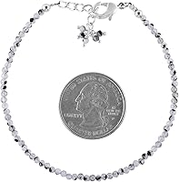 Vista 12 de Natural Gemstone Micro Round Beads Dainty Choker Bangle Bracelet, Handmade Jewelry for Women, Healing Chakra Crystals Silver Plated Chain 8 inch