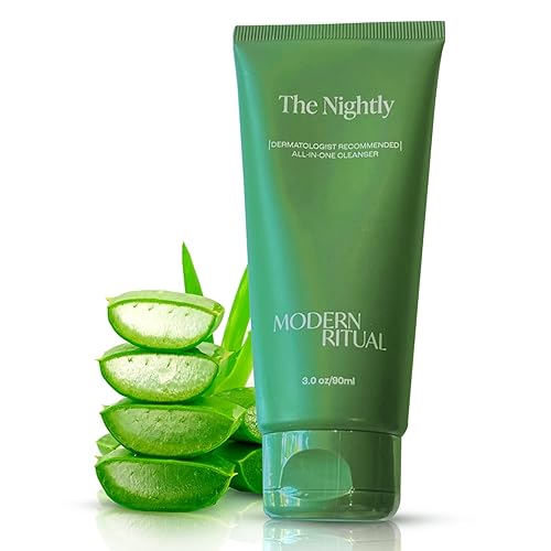 Miniatura 1 de MODERN RITUAL Limpiador facial de 3 onzas líquidas, limpiador de ácido salicílico todo en una noche con ácido hialurónico para verano, lavado facial