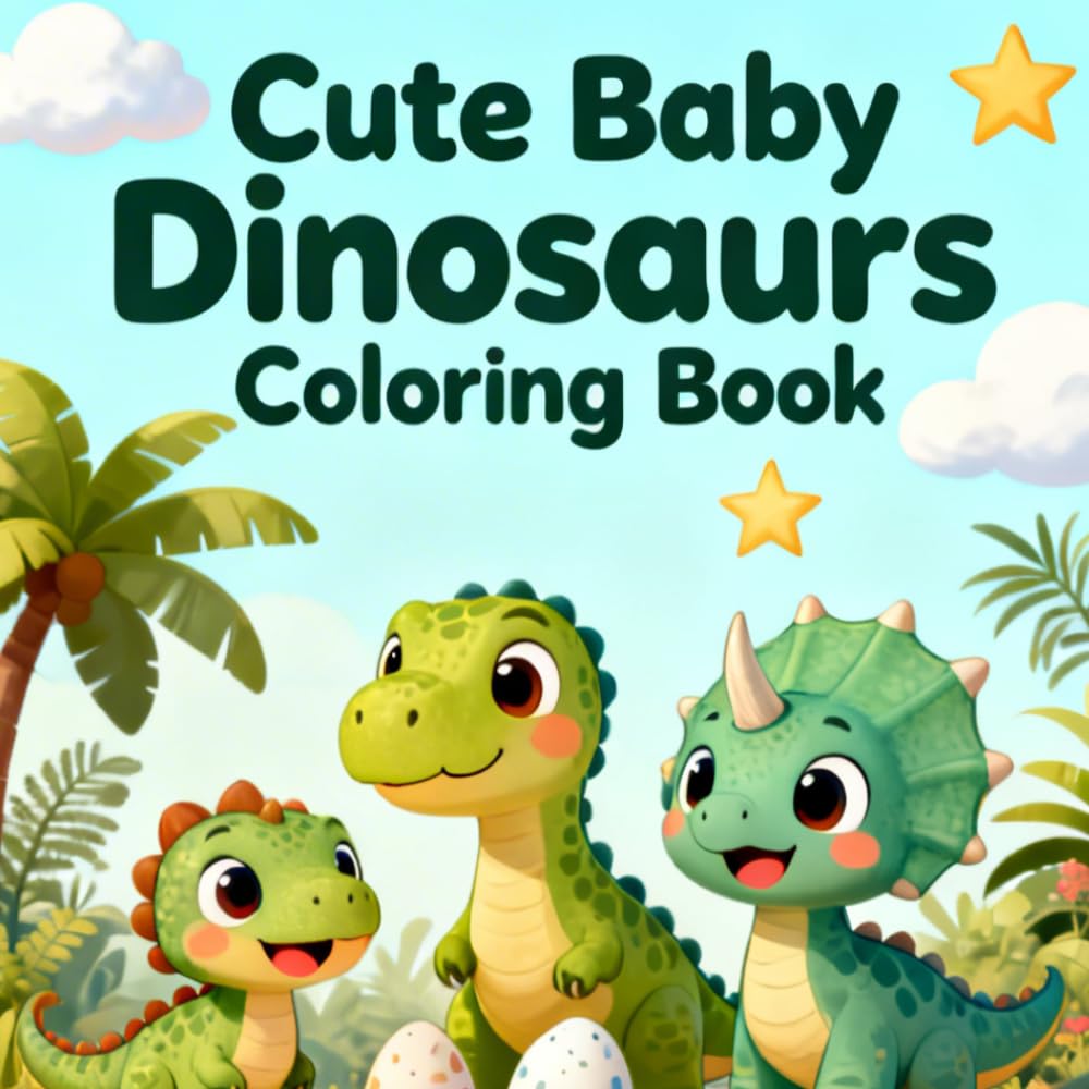 Cute Baby Dinosaurs Coloring Book: Fun and Easy Coloring Pages with Adorable Dinosaur Babies for Kids Ages 4–8 (Cute Creatures Coloring Books)