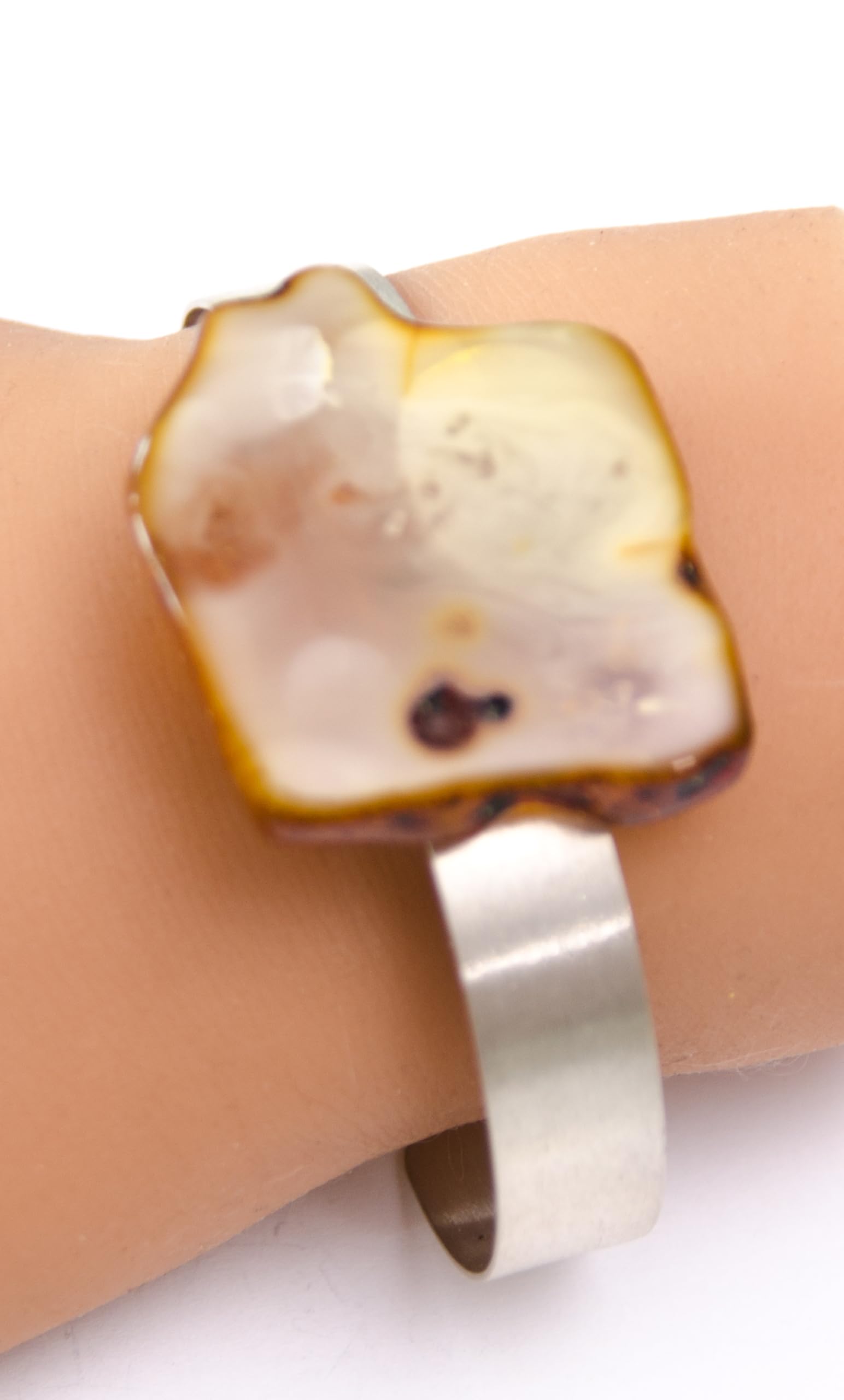 Armband Bernstein Armfreif BEIGE BRAUN sterling Silber 925 NEU- UNIKAT B6