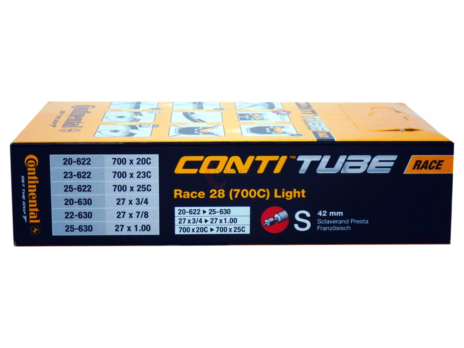 Pneugo! Fahrradschlauch Set – 2x Continental Race Light 28 Zoll + 3 Reifenheber, Für 20-622 Bis 25-630