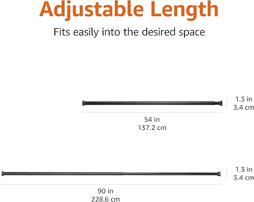 Miniatura 4 de Tienda Basics Barra de cortina de tensión ajustable, 54-90 pulgadas de ancho, negro, acabado clásico