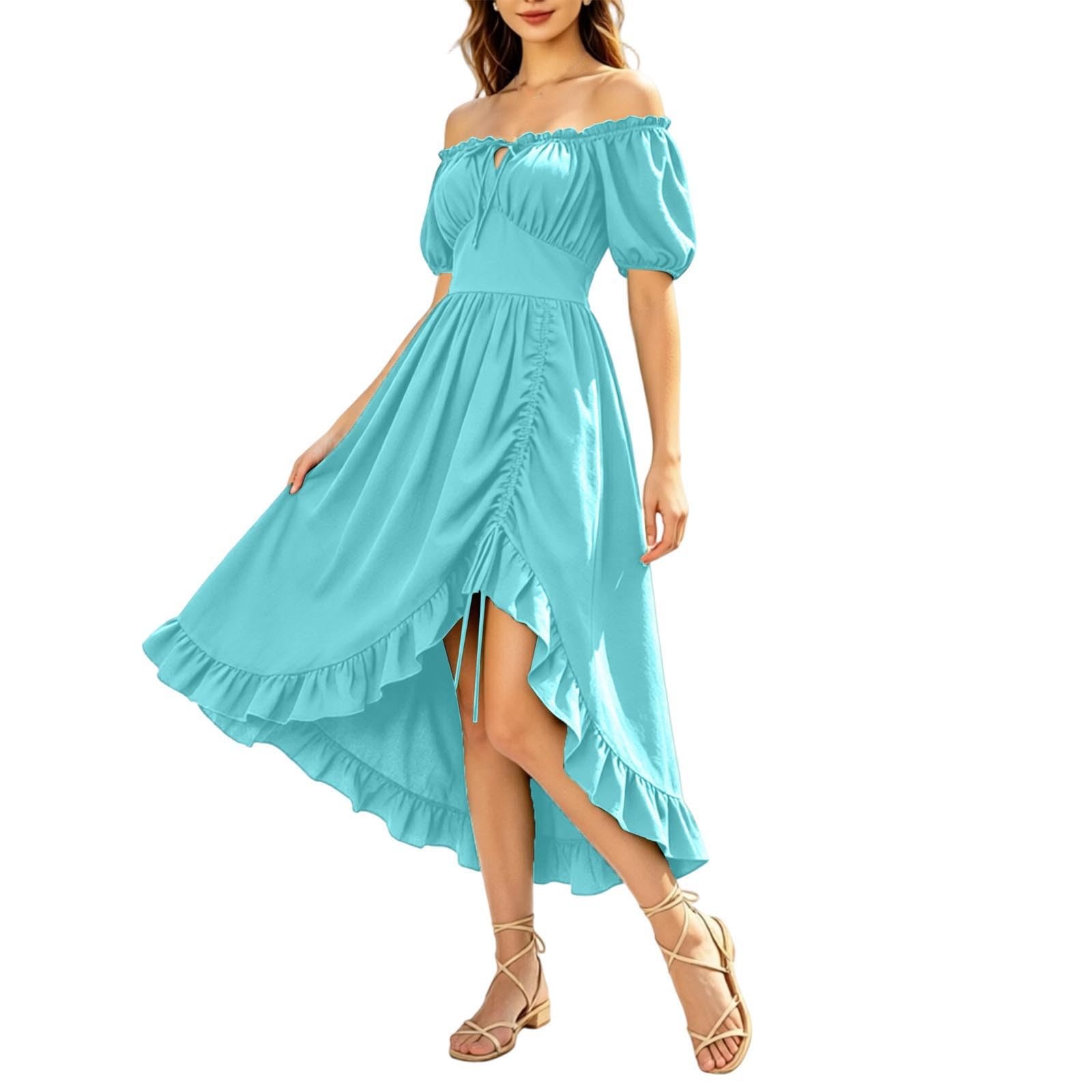 Vestido de fiesta irregular para escenario, con estampado floral, midi acampanado, estilo casual