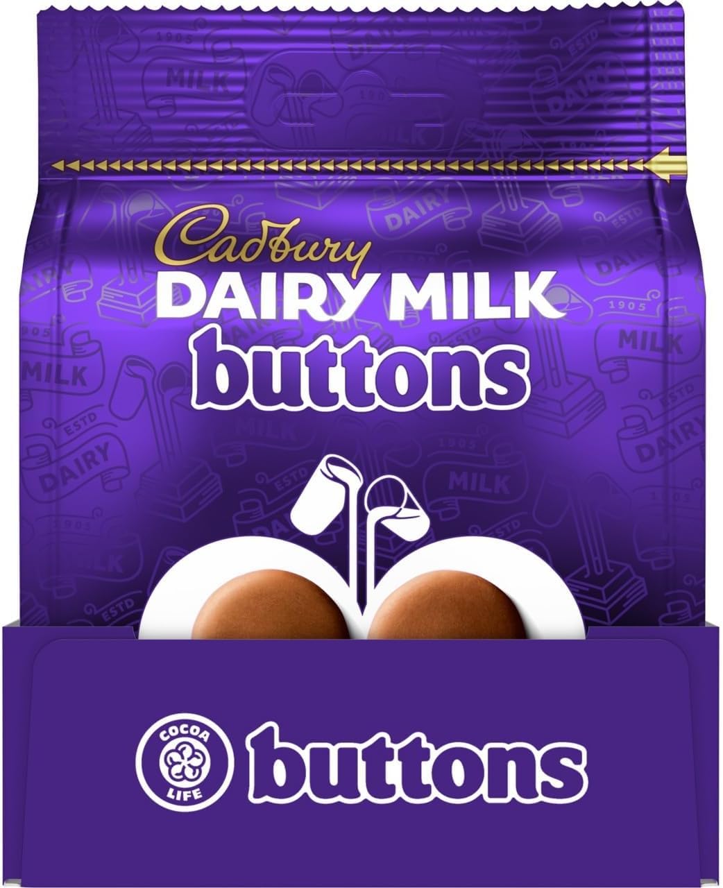 Cadbury Dairy Milk Buttons Chocolate Bag 85g (Pack of 10 Bags)