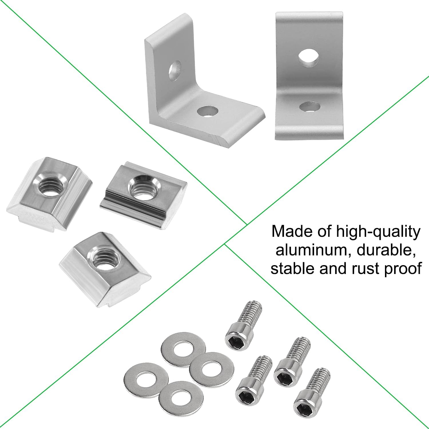 Zestaw 20 ??czników k?towych z profilem aluminiowym, materia? mocuj?cy 30 x 30, rowek 8, ze ?rub?, profil aluminiowy, ??cznik k?towy do mocowania profili aluminiowych (30 × 30)