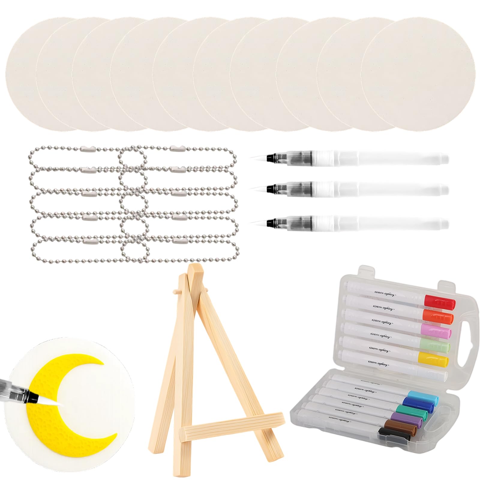 36-Piece Magic Puffy Paint Kit, 3D Foam Texture Painting Set, Includes 10 Cotton Sheets, 3 Brushes, 12-Color Markers, 10 Pearl Chains, Ideal for DIY Art Projects, Educational Activities