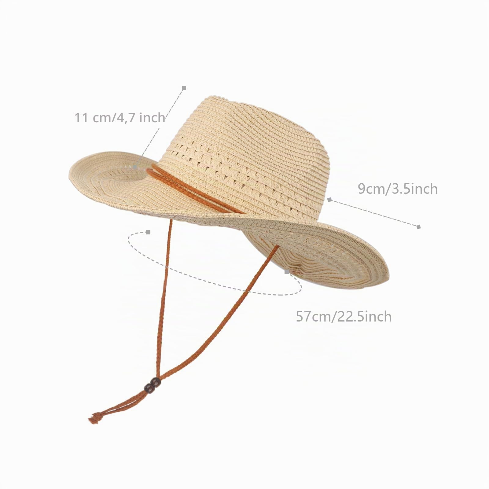 FakeFace Chapeau de Paille Homme Femme Chapeau Cowboy Western Unisexe Capeline de Paille Pliable Casquette avec Large Bord Anti-UV pour Adulte en Plein Air