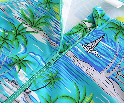 Image of Girls Long Sleeve Rash Guard One Piece Swimsuit Kids UPF 50+ Sun Protection Swimwear Rainbow Striped Bathing Suit 3-14 Years