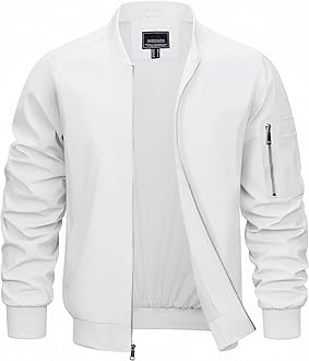 CRYSULLY Mens Lightweight Bomber Jackets Full Zip Up Casual Golf Windbreaker Fashion Stylish Coat with Pocket