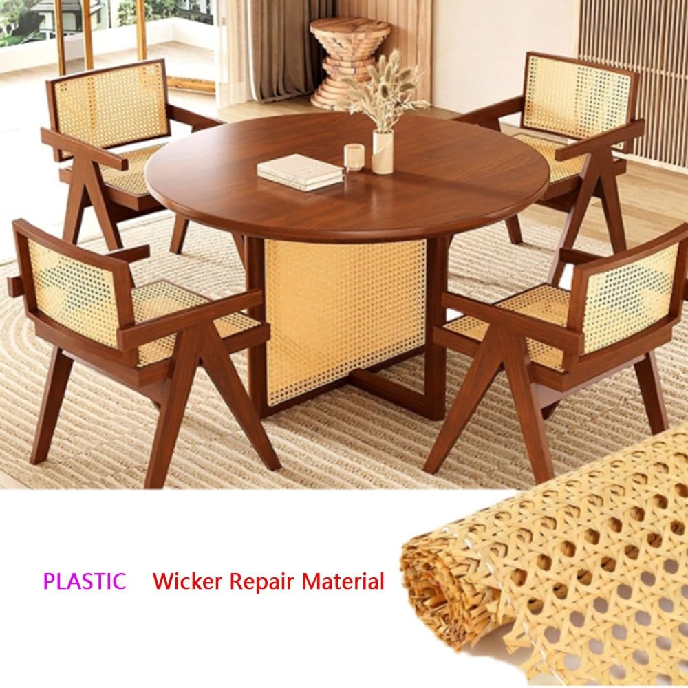 Rotolo di Rete Intrecciata Effetto Rattan di Alta qualità - 40 cm x 1 Metro, Tessuto Sintetico Intrecciato, Adatto per progetti Fai-da-Te con Pelliccia Sintetica, Materiale a Rete intrecciat