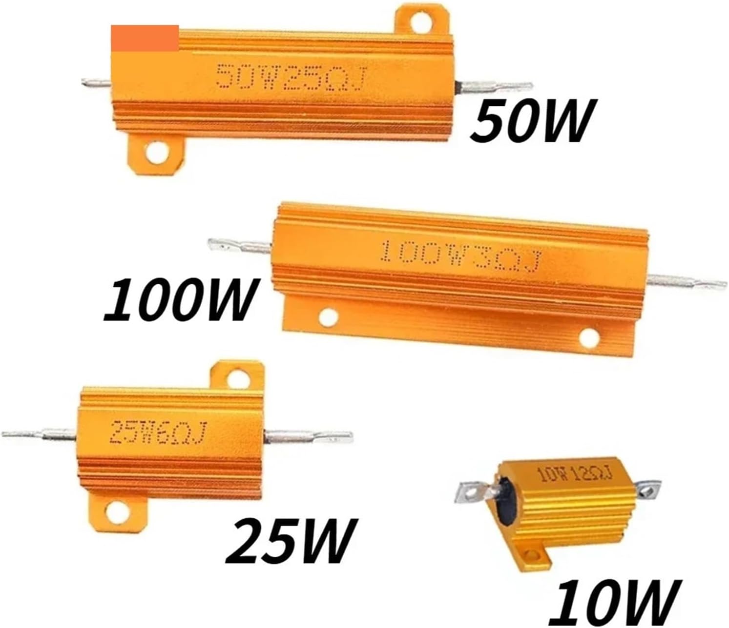 1PC 10W 25W 50W 100W Aluminum Power Metal Shell Case Wirewound Resistor 0.1~1Kohm Resistance Load Resistor 0.1ohm 3ohm 10 ohm(100W-10 ohm)