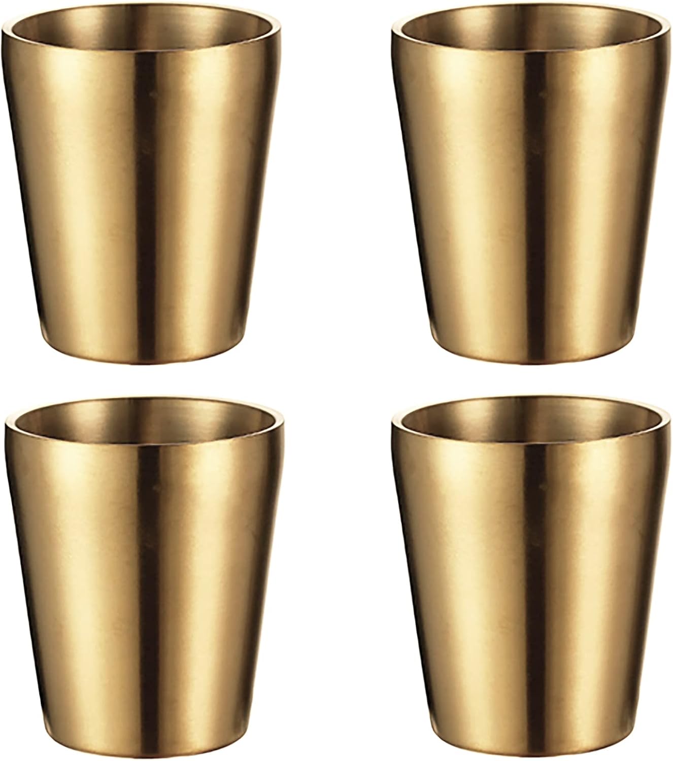 4 pcs Stainless Steel Cups (10 oz, Large Gold Type A), Unbreakable Camping Mugs (3.23'' x 3.78''), Small Espresso Cup, Double Walled Latte Mugs, Shot Cups, Tumbler, Thicken Coffee Cups