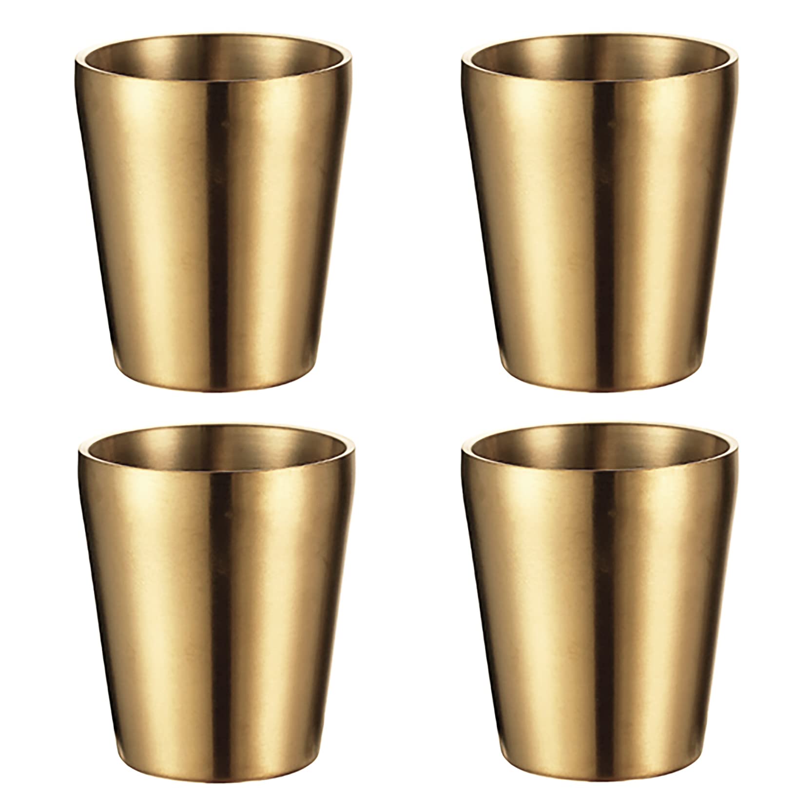 UPTALY 4 pcs Stainless Steel Cups (10 oz, Large Gold Type A), Unbreakable Camping Mugs (3.23'' x 3.78''), Small Espresso Cup, Double Walled Latte Mugs, Shot Cups, Tumbler, Thicken Coffee Cups