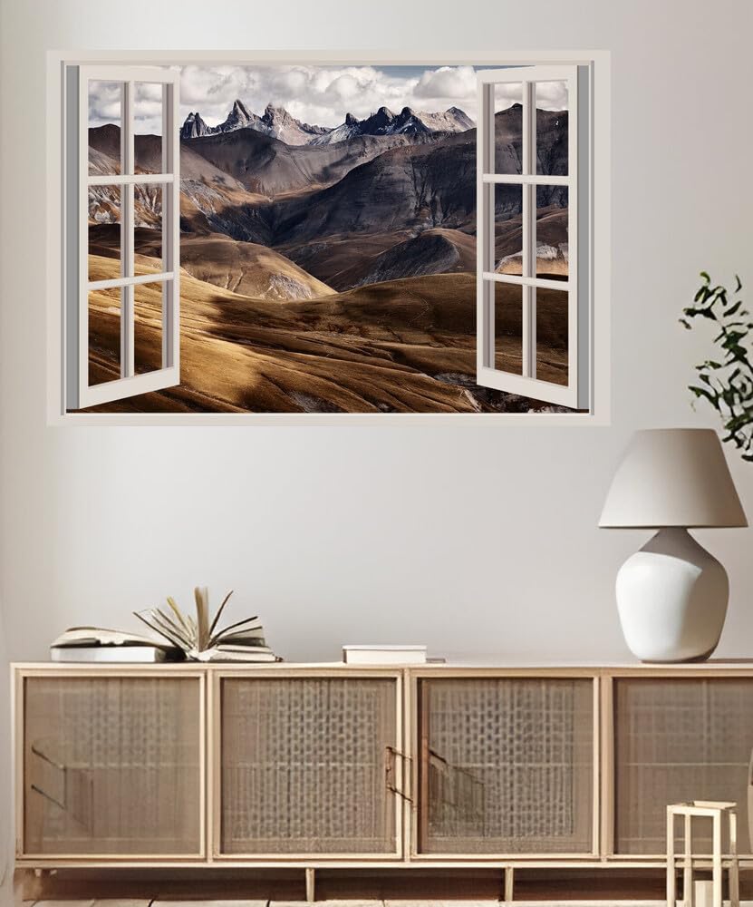 JZZA24721 Mountains Sven Muller| Self-Adhesive Open Window Wall Sticker