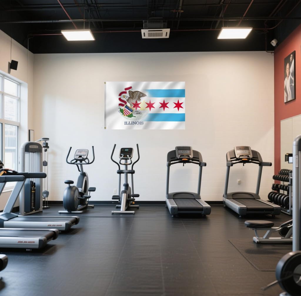 Chicago And Illinois Combination Flag 2X3FT, Chicago City And State Friendship Flags,Both Sides Printed, Men Women Banner,Vibrant Colors, Double Stitched with 2 Brass Grommets, Bar Garden Street Decoration, GYM, Office Decor,Indoor Outdoor Use,Gifts. (IL-Chicago, 2x3ft)