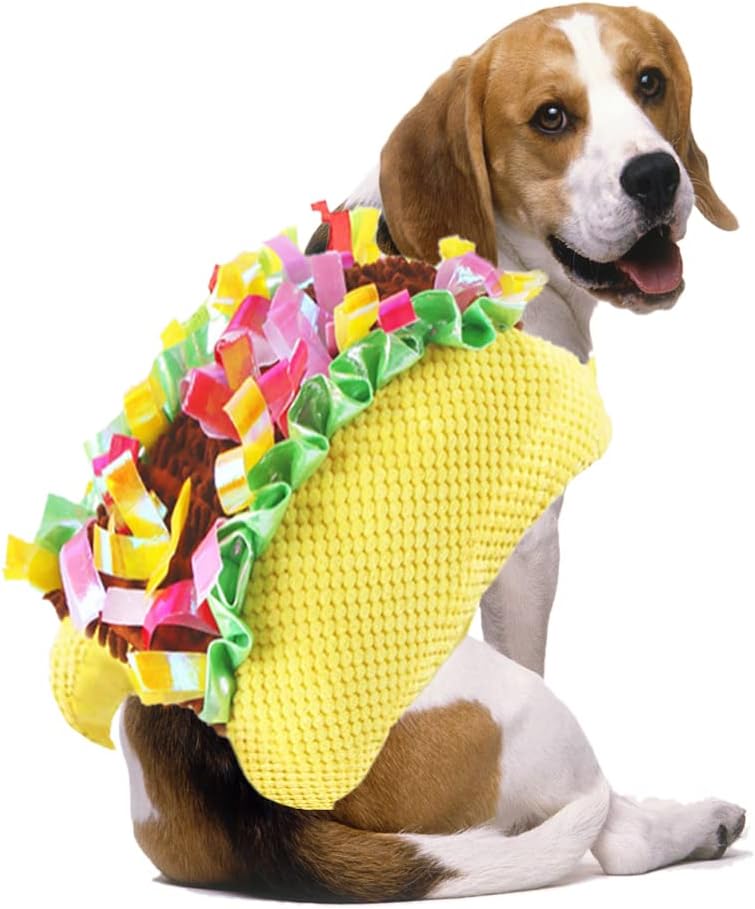 Taco Dog Costume - Halloween Pet Costume, Funny Halloween Hamburger Dog Costume Cute Dog Cosplay Fashion Dress for Small Medium Large Dogs Special Events Photo Props Accessories L: Neck 17-21", Chest 19-26", Length 11.02"