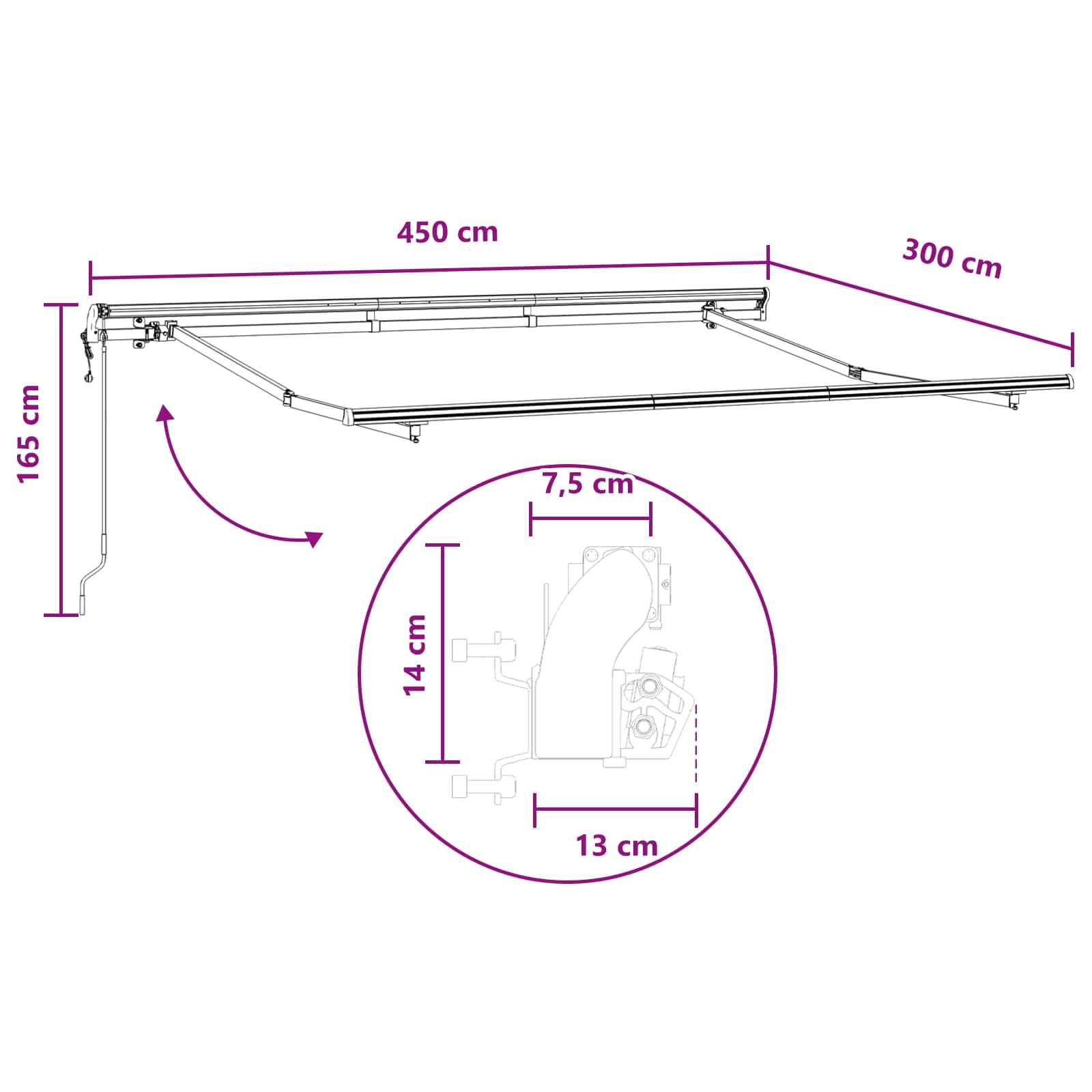 Einziehbare Gelenkarmmarkise 450x300 cm Hellgrau Weiß | Moderner Schattenspender für Terrasse und Garten. Mit flexibler Fernbedienung und robustem Aluminiumrahmen.
