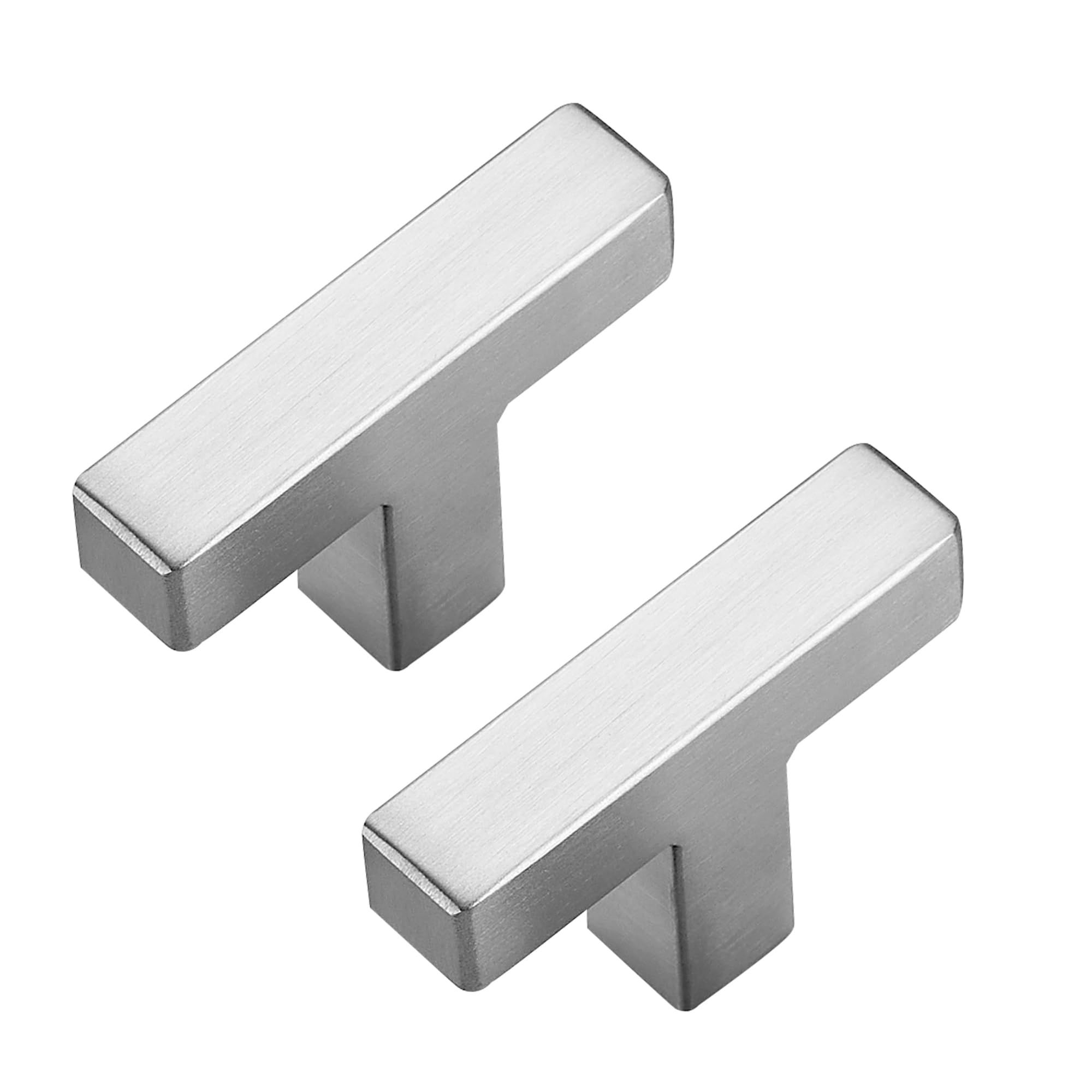 10 Pack Brushed Nickel Cabinet Knobs - Kitchen Cabinet Knobs Silver Cabinet Pulls for Kitchen Cabinet Drawer Stainless Steel Dresser Knobs for Cabinet Hardware 2in Length Single Hole Square — image 1