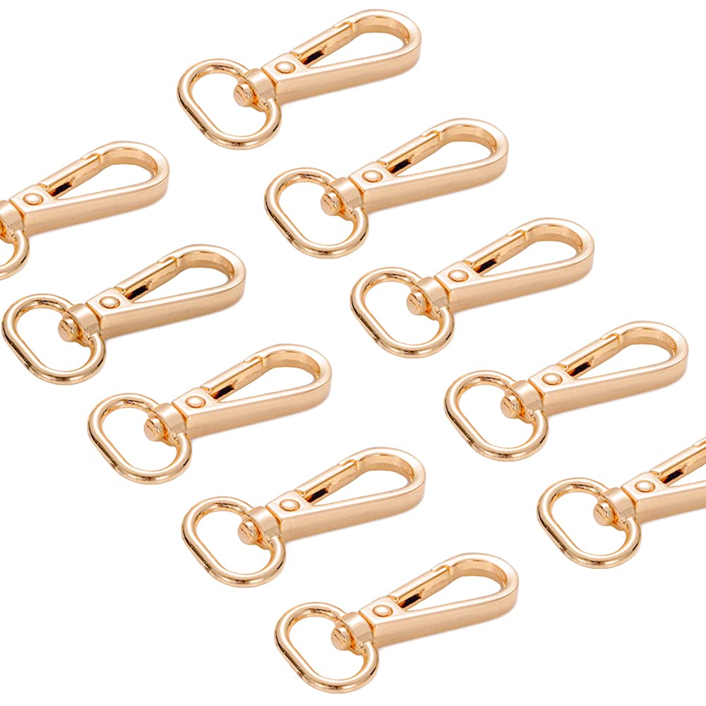 Pamtns 10 stuks gouden draaibare kreefthaken, metalen karabijnhaken, D-ring, sleutelhanger, draaibare sleutelring, karabijnhaak, gouden sleutelhanger, draaibare karabijnhaak