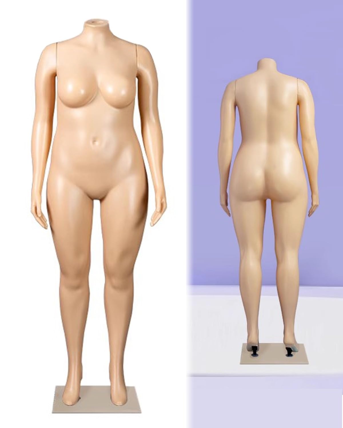 XCSCUK Female Mannequin Torso with Base - Removable Dress Form for Clothing Display, Adjustable Plastic Dummy for Tailoring, Fashion Shows, and Retail Showcase (Without)