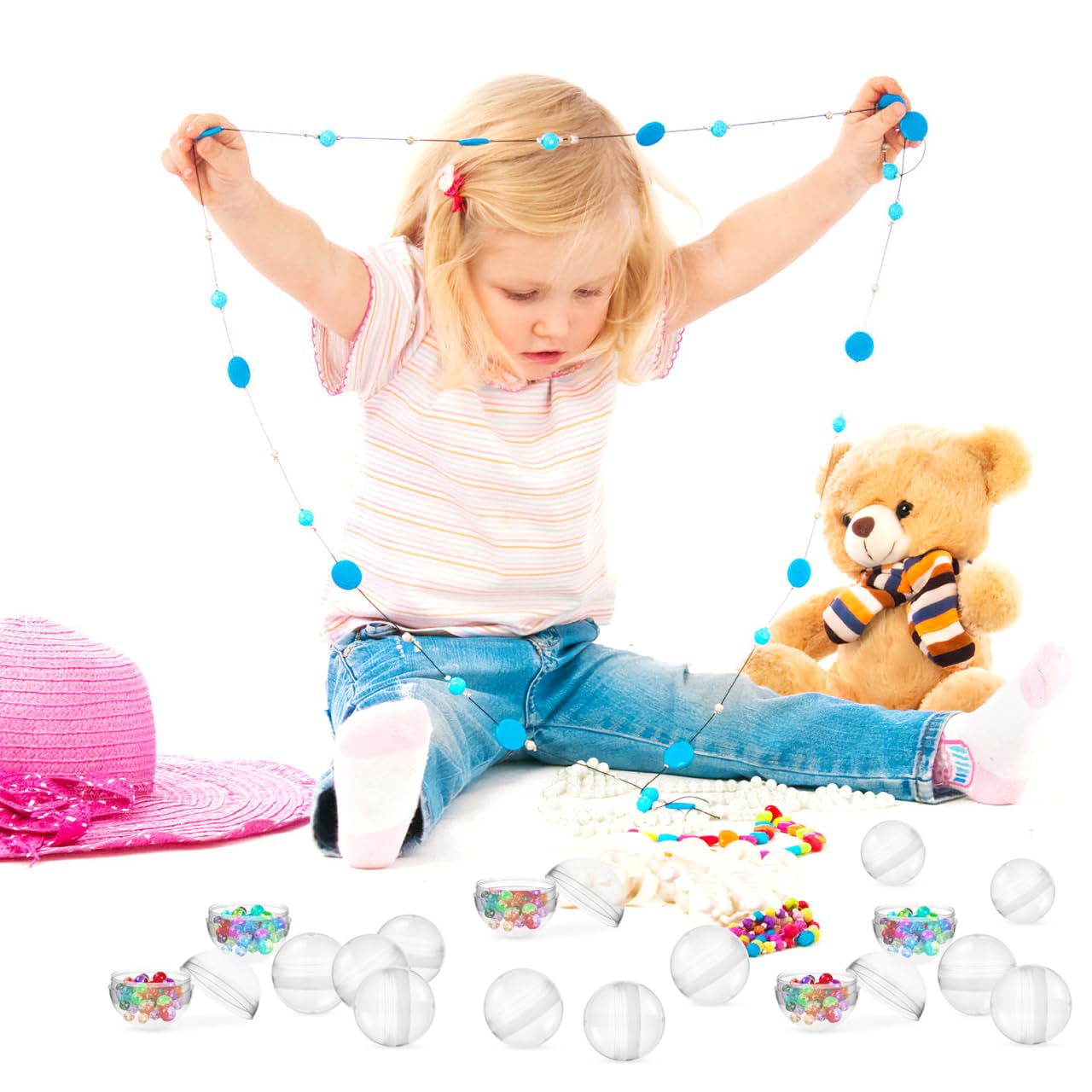 Angoily - Lote de 100 bolas transparentes para llenar 1,26 pulgadas, cápsulas redondas retorcidas reutilizables para decoración navideña, fiesta infantil y actividades de bricolaje, cápsula sorpresa