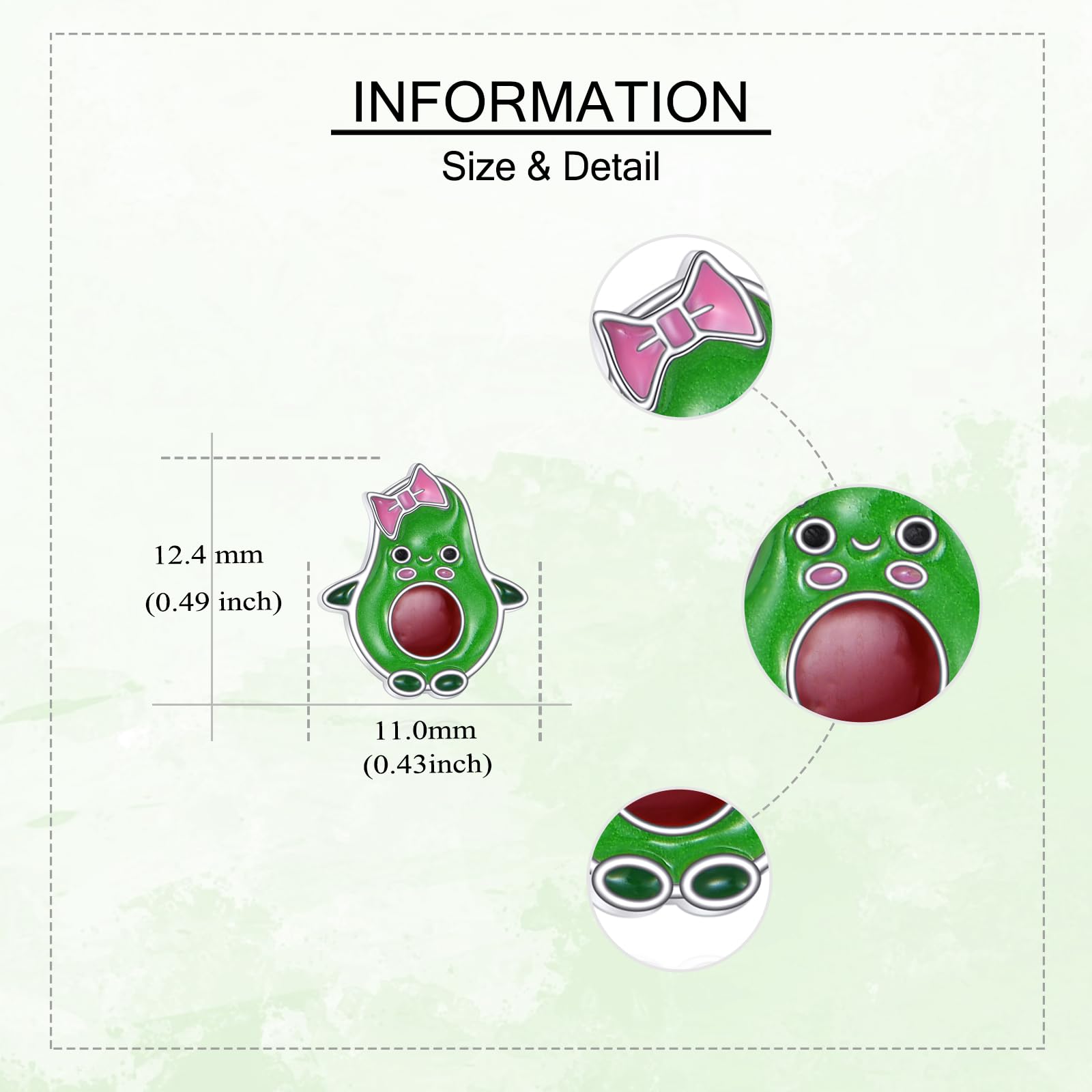 DAYLINLOVE Avocado Ohrringe 925 Sterling Silber Avocado Stud Ohrringe Obst Schmuck Geschenke für Frauen