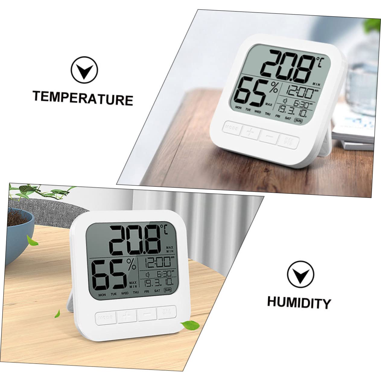 TOYANDONA 2 Pezzi termometro igrometro digitale Igrometro monitoraggio dell'umidità igrometro umidità interna igrometro accurato misuratore di umidità AbS bianca