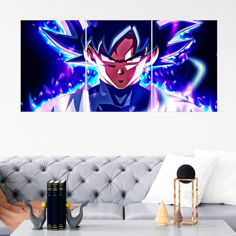 DASM UNITED 3 Panel Set of A4 Art Printed Painting Wall Decoration Poster Frames Gift for Living Study Room Bedroom Office Home Workspace 12 x 25 inch - Angry Face Anime