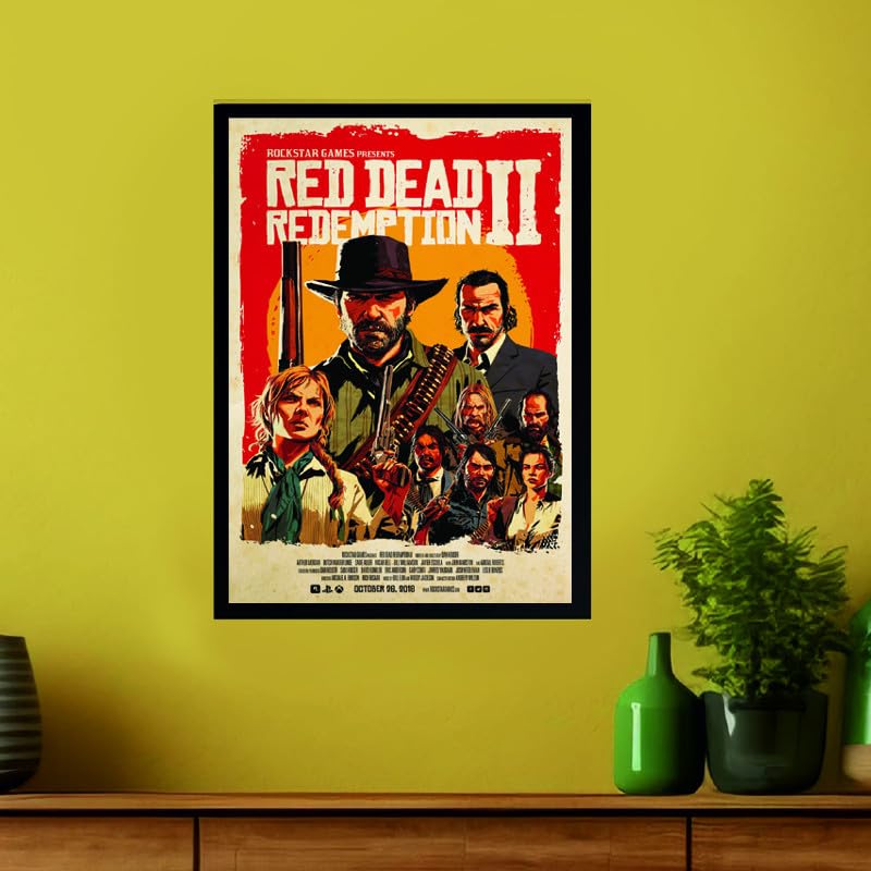 Image of KingBoo R ed Dead Red emption 2 Roctar Gaming Wall Art Poster With Frame Synthetic A3 Size Arc Glass 350 Gsm Matte Printed for Gaming Room, Living Room, Home & Wall Decor Frame