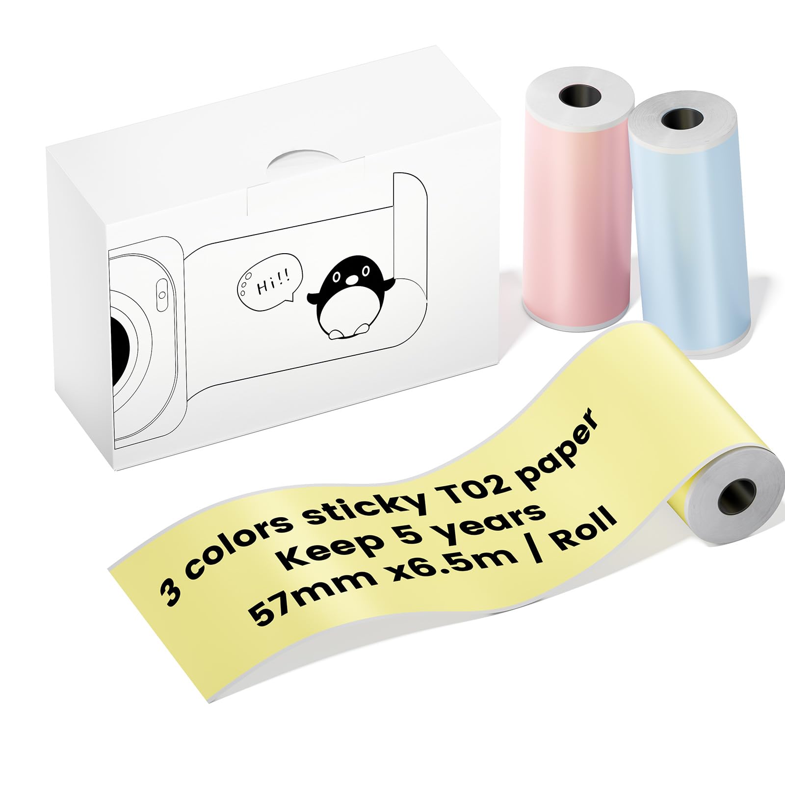 HiHTV Compatible with Anycash S1/iDPRT S1/Cudinham X6/Cabaro/HuiJuKeJi X5/JEPEE C9/PeriPage A6/Vretti TP6S Mini Sticker Printer Paper, 57 x 30mm Mix